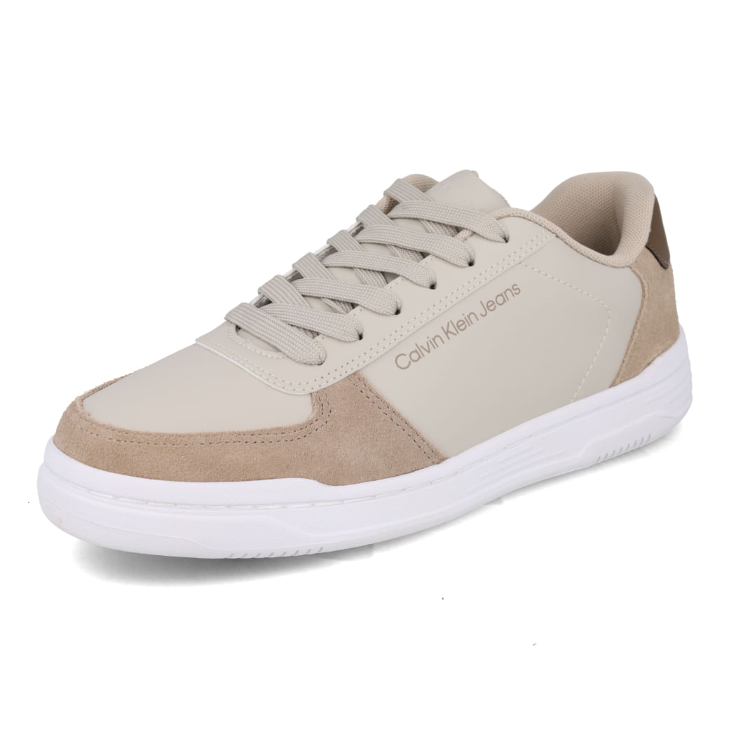 Sapato casual masculino Calvin Klein bege com detalhes em camurça